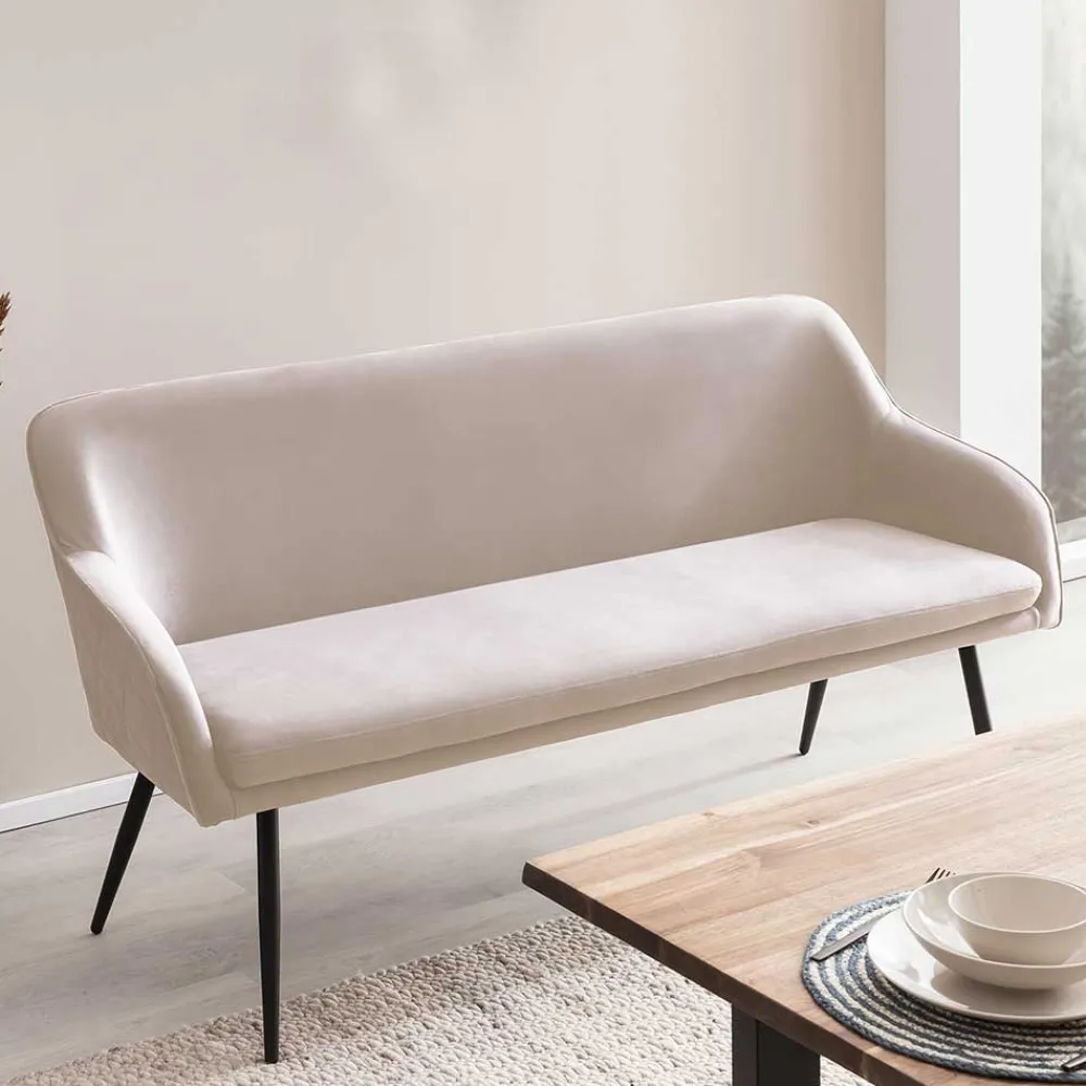 Wohnen Essbank in Cremeweiß mit Schwarz - Tamba