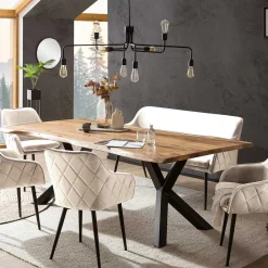 Wohnen Essbank in Cremeweiß mit Schwarz - Tamba