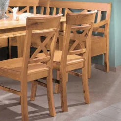 Wohnen Küchen-Essgruppen|Essgruppen*Essecke Giurgia aus Kiefer Massivholz (fünfteilig)