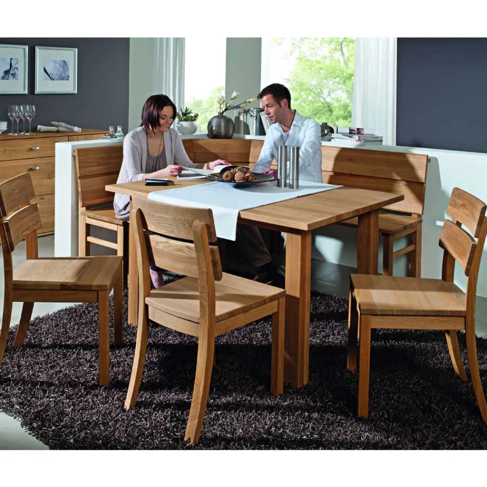 Wohnen Küchen-Essgruppen|Essgruppen*Essecke Lessina aus Wildeiche Massivholz (fünfteilig)