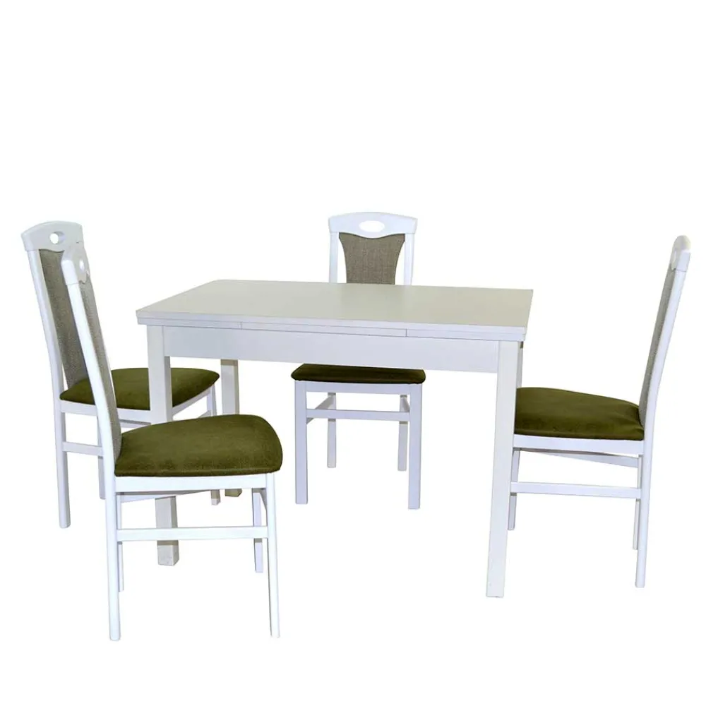 Wohnen Küchen-Essgruppen|Esszimmer Komplett*Essecke Möbel Kombination in Weiß - Oninawa (fünfteilig)