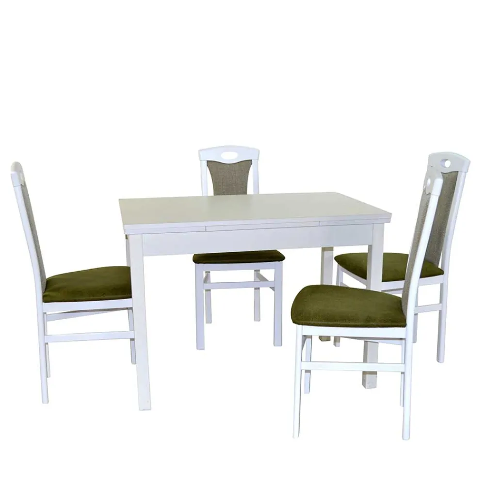 Wohnen Küchen-Essgruppen|Esszimmer Komplett*Essecke Möbel Kombination in Weiß - Oninawa (fünfteilig)