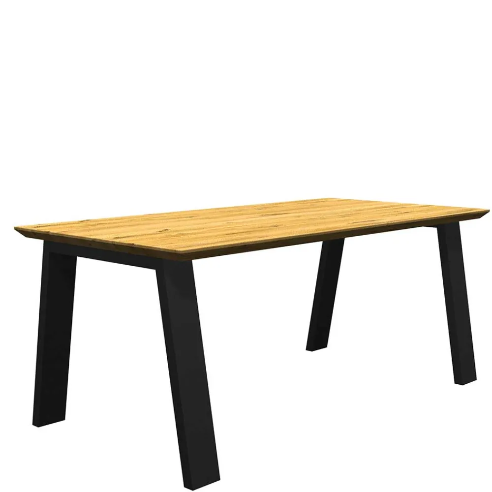 Wohnen Schwarze Möbel|Naturholzmöbel*Essenstisch aus Eiche mit Schweizer Kante - Roys