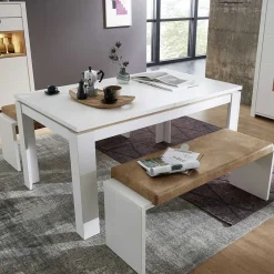 Wohnen Essgruppe Ausziehtisch & 2 Bänke - Connassa (dreiteilig)