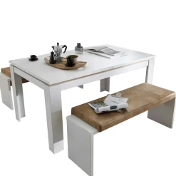 Wohnen Essgruppe Ausziehtisch & 2 Bänke - Connassa (dreiteilig)