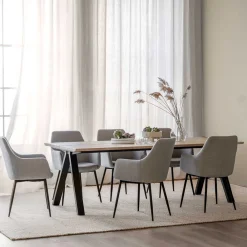 Wohnen Skandinavische Möbel|Esszimmer Komplett*Essgruppe im Skandinavischen Wohnstil - Ivona (siebenteilig)