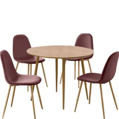 Wohnen Küchen-Essgruppen|Esszimmer Komplett*Essgruppe in Altrosa & Eiche - Eva (fünfteilig)