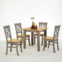 Wohnen Küchen-Essgruppen|Esszimmer Komplett*Essgruppe Jytte in Grau Kiefer (fünfteilig)