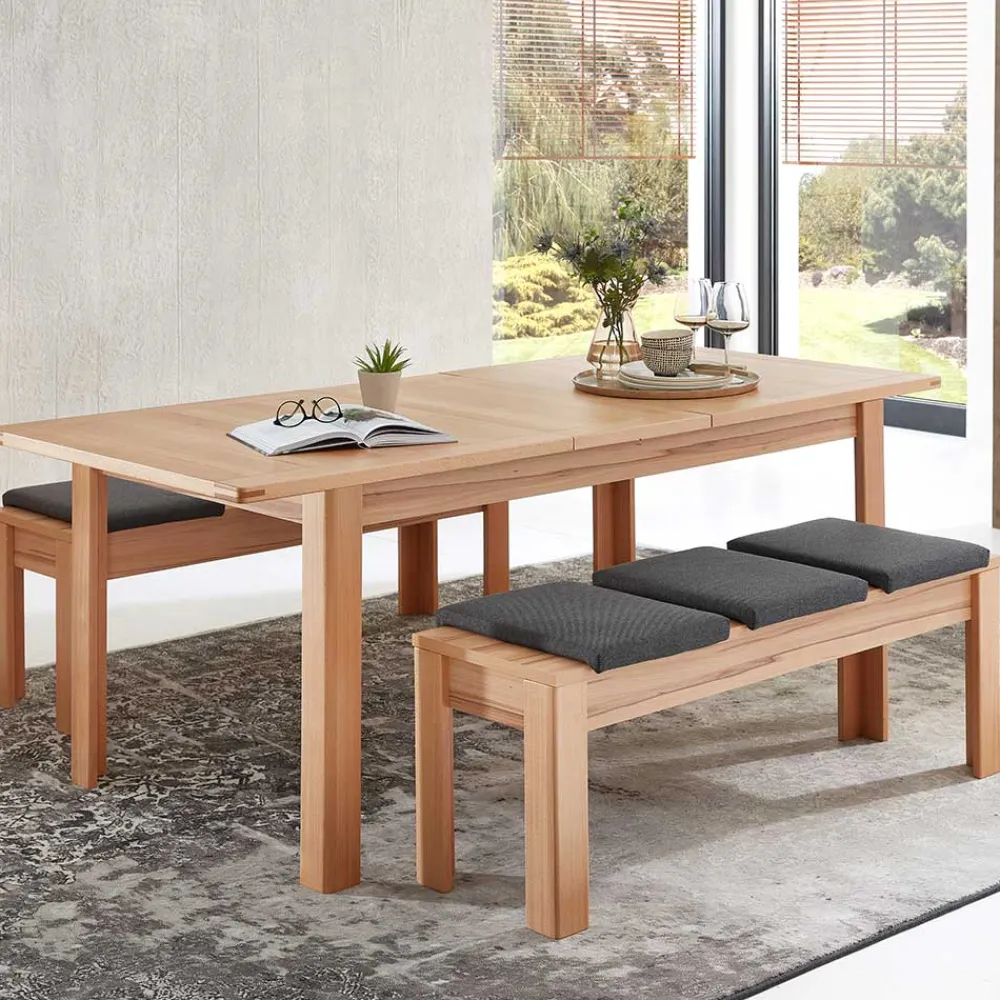 Wohnen Essgruppe mit Bänken Set - Amyonta (dreiteilig)