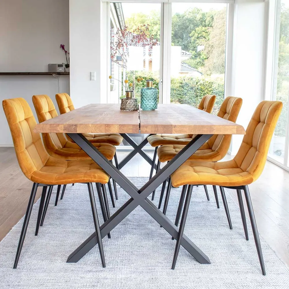 Wohnen Essgruppe mit gelben Stühlen - Valco (siebenteilig)