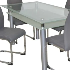 Wohnen Küchen-Essgruppen|Essgruppen*Essgruppe mit Glastisch & Schwingstühlen - Baryma (fünfteilig)