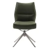 Wohnen Essstuhl mit Lederbezug in Olivgrün - Contrada (2er Set)
