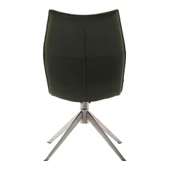 Wohnen Essstuhl mit Lederbezug in Olivgrün - Contrada (2er Set)