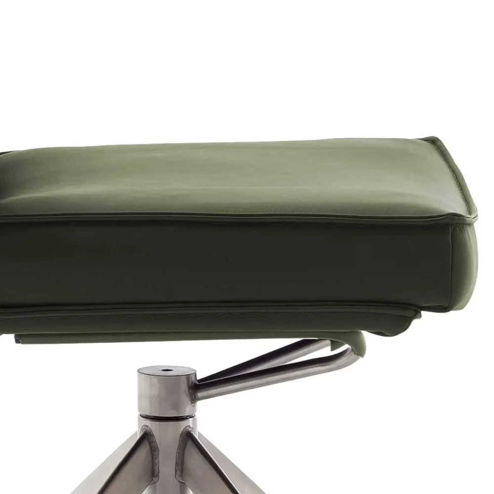 Wohnen Essstuhl mit Lederbezug in Olivgrün - Contrada (2er Set)