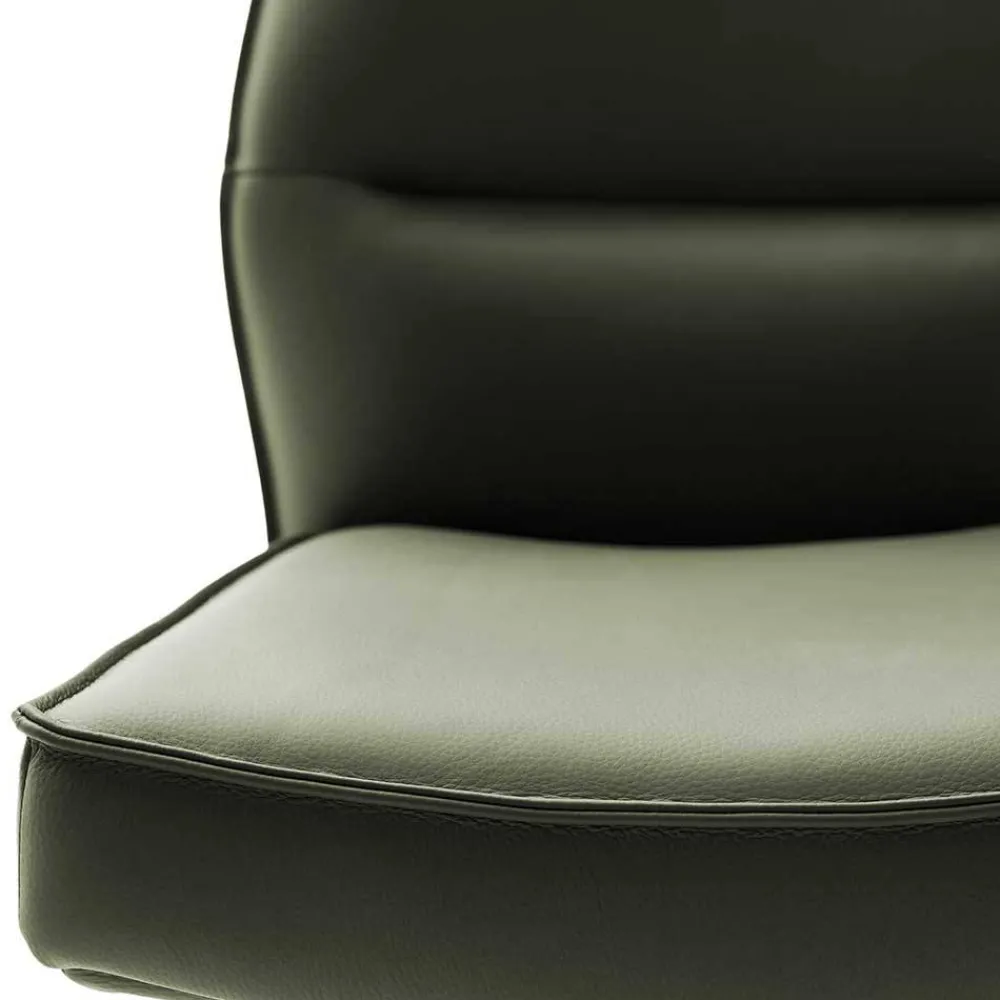 Wohnen Essstuhl mit Lederbezug in Olivgrün - Contrada (2er Set)