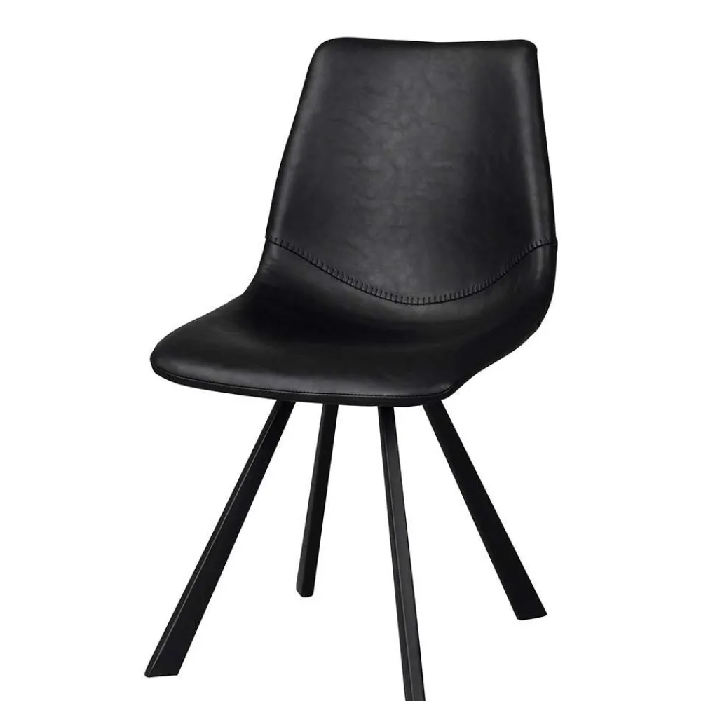 Wohnen Küchen-Essgruppen|Esszimmer Komplett*Esstisch & 6 schwarze Stühle - Flints (siebenteilig)