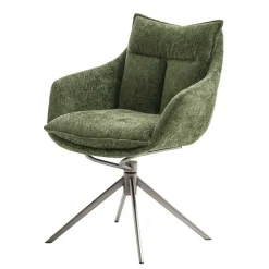 Wohnen Esstisch Armlehnenstuhl in Oliv Grün und Edelstahl - Mint (2er Set)