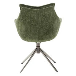 Wohnen Esstisch Armlehnenstuhl in Oliv Grün und Edelstahl - Mint (2er Set)