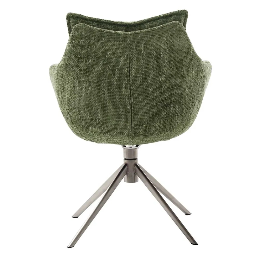 Wohnen Esstisch Armlehnenstuhl in Oliv Grün und Edelstahl - Mint (2er Set)