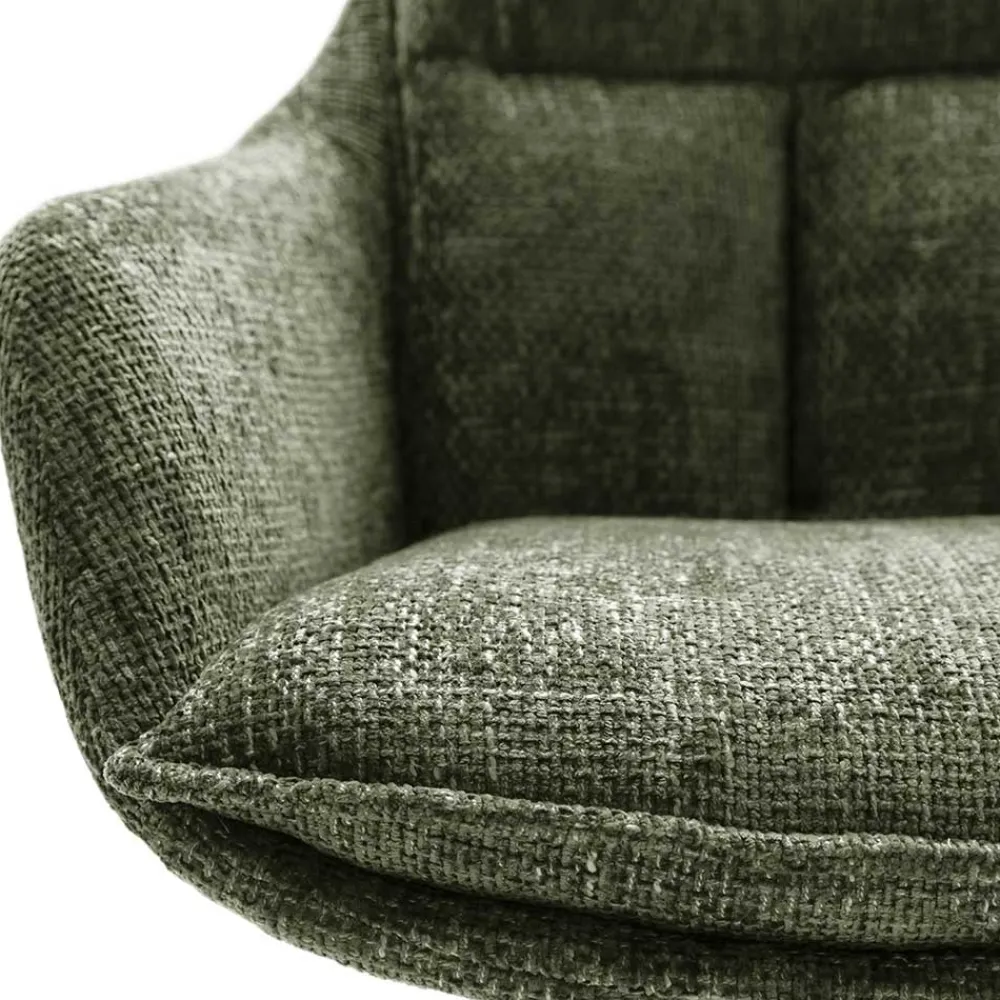 Wohnen Esstisch Armlehnenstuhl in Oliv Grün und Edelstahl - Mint (2er Set)