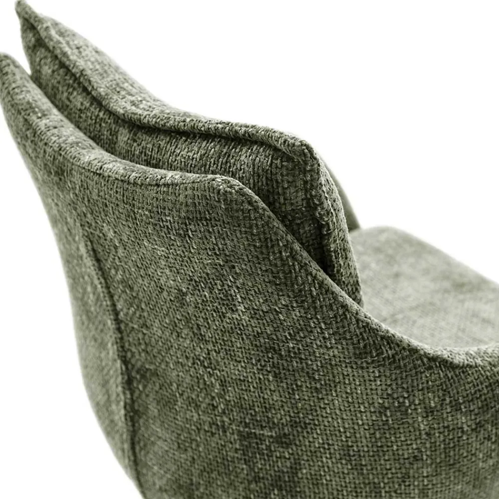 Wohnen Esstisch Armlehnenstuhl in Oliv Grün und Edelstahl - Mint (2er Set)