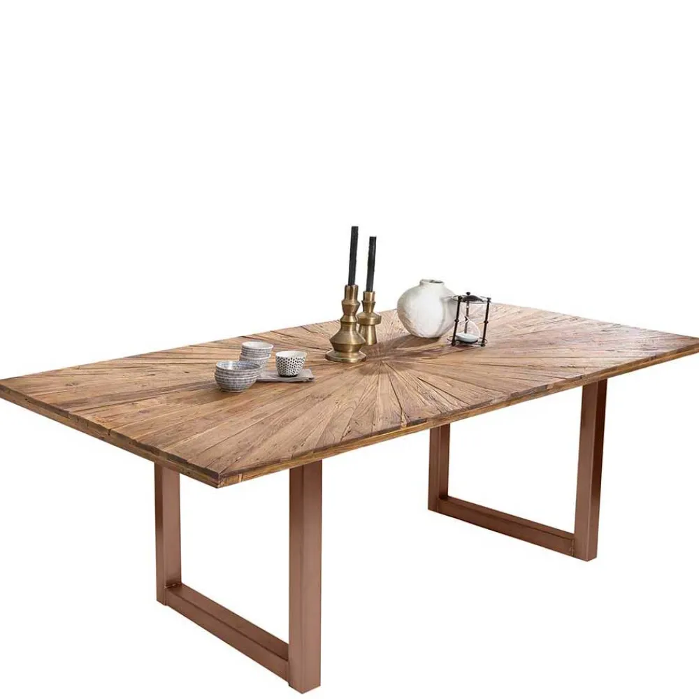 Wohnen Esstisch aus massivem Recyclingholz Teak - Detroit