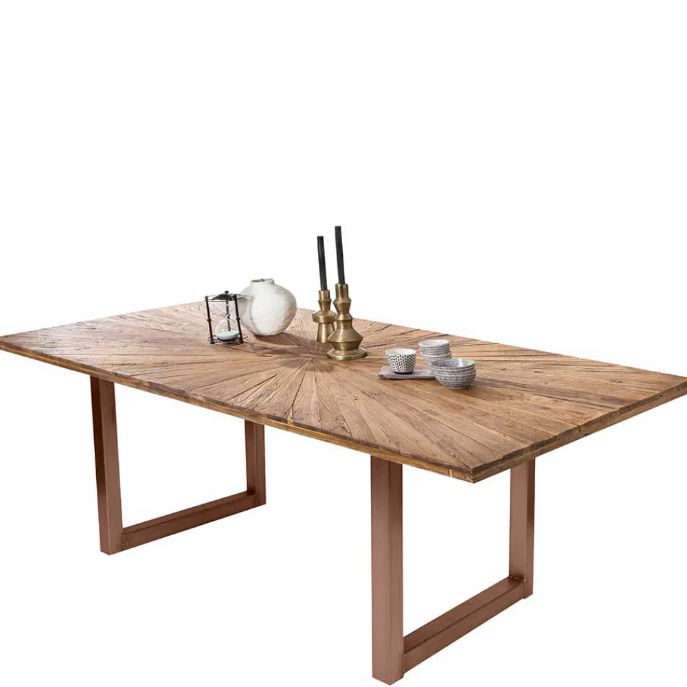 Wohnen Esstisch aus massivem Recyclingholz Teak - Detroit