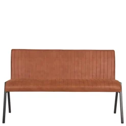 Wohnen Esstisch Bank mit Lehne in Cognac Braun - Christine