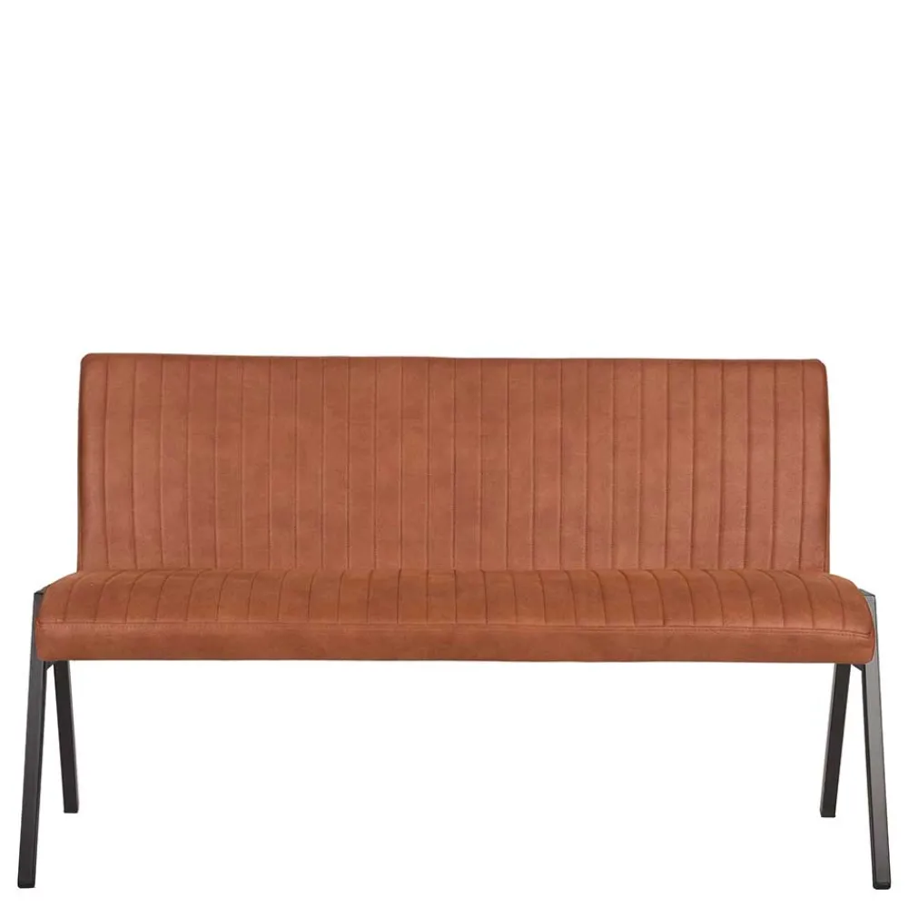 Wohnen Esstisch Bank mit Lehne in Cognac Braun - Christine