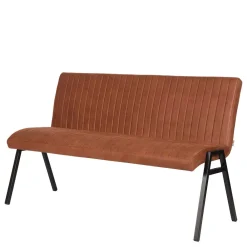 Wohnen Esstisch Bank mit Lehne in Cognac Braun - Christine