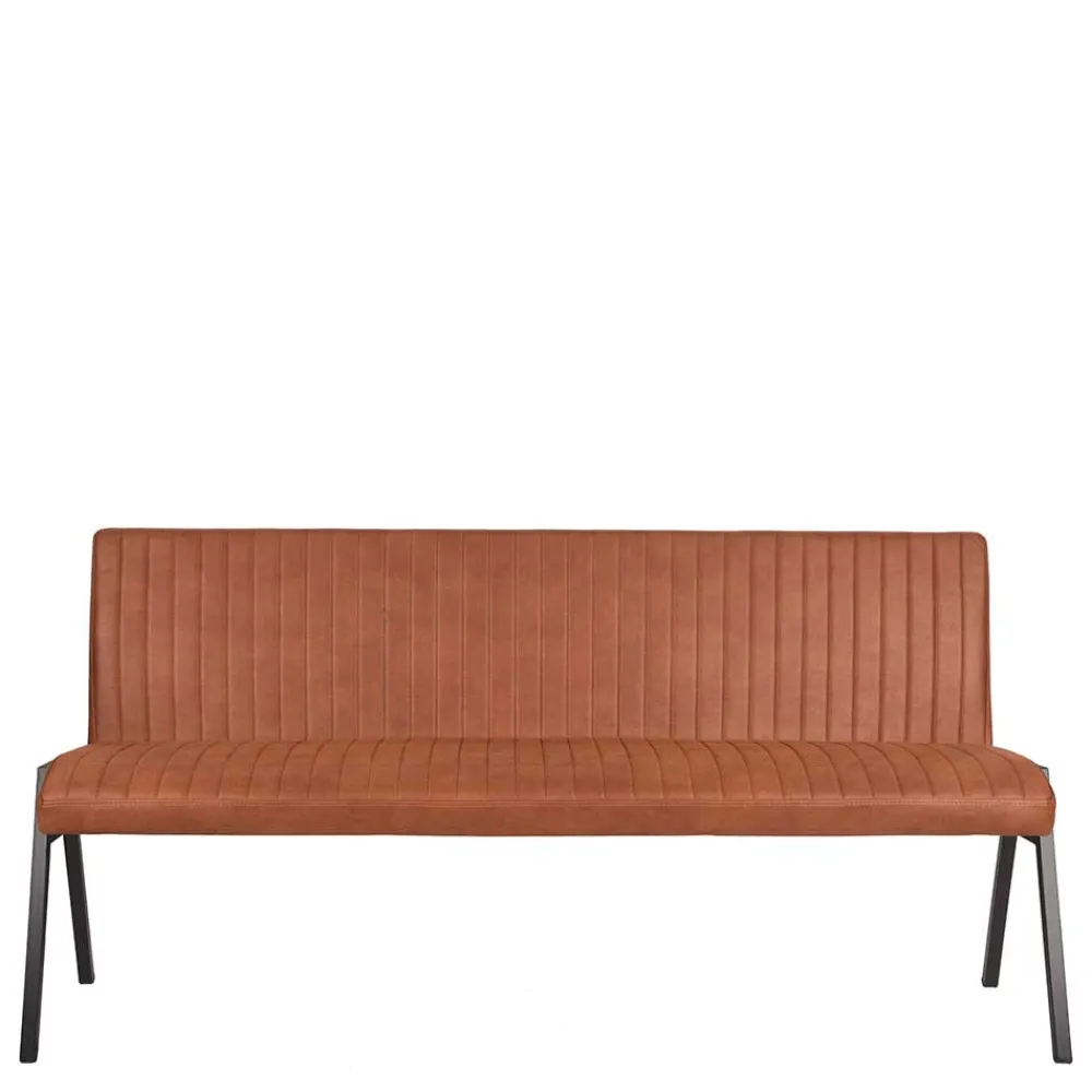 Wohnen Esstisch Bank mit Lehne in Cognac Braun - Christine