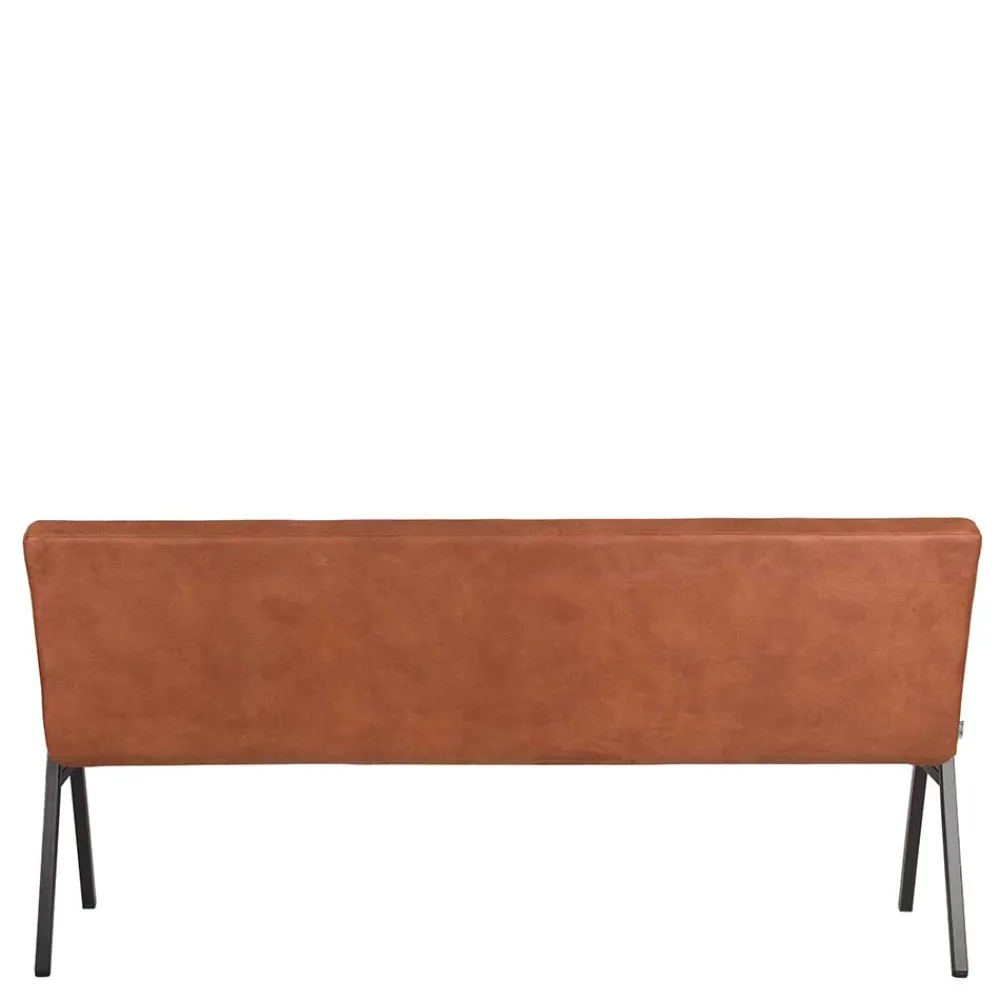 Wohnen Esstisch Bank mit Lehne in Cognac Braun - Christine