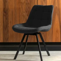 Wohnen Küchenstühle|Esszimmerstühle*Esstisch Drehstuhl aus Boucle Stoff - Seymour (2er Set)