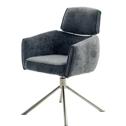 Wohnen Esstisch Drehstuhl in Anthrazit Webstoffbezug - Turex (2er Set)