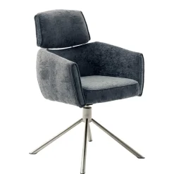 Wohnen Esstisch Drehstuhl in Anthrazit Webstoffbezug - Turex (2er Set)