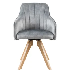 Wohnen Esstisch Drehstuhl in Grau & Eichefarben - Puebla (2er Set)