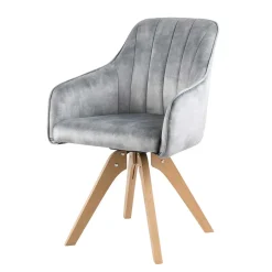 Wohnen Esstisch Drehstuhl in Grau & Eichefarben - Puebla (2er Set)