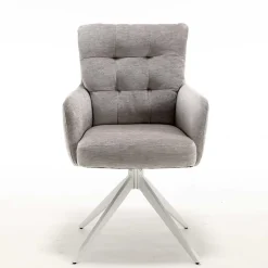 Wohnen Esstisch Drehstuhl in Taupe und Weiß - Sarduna (2er Set)