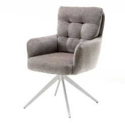 Wohnen Esstisch Drehstuhl in Taupe und Weiß - Sarduna (2er Set)