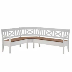 Wohnen Küchenbänke|Esszimmerbänke*Esstisch Eckbank Barlad aus Kiefernholz Weiß mit Braun