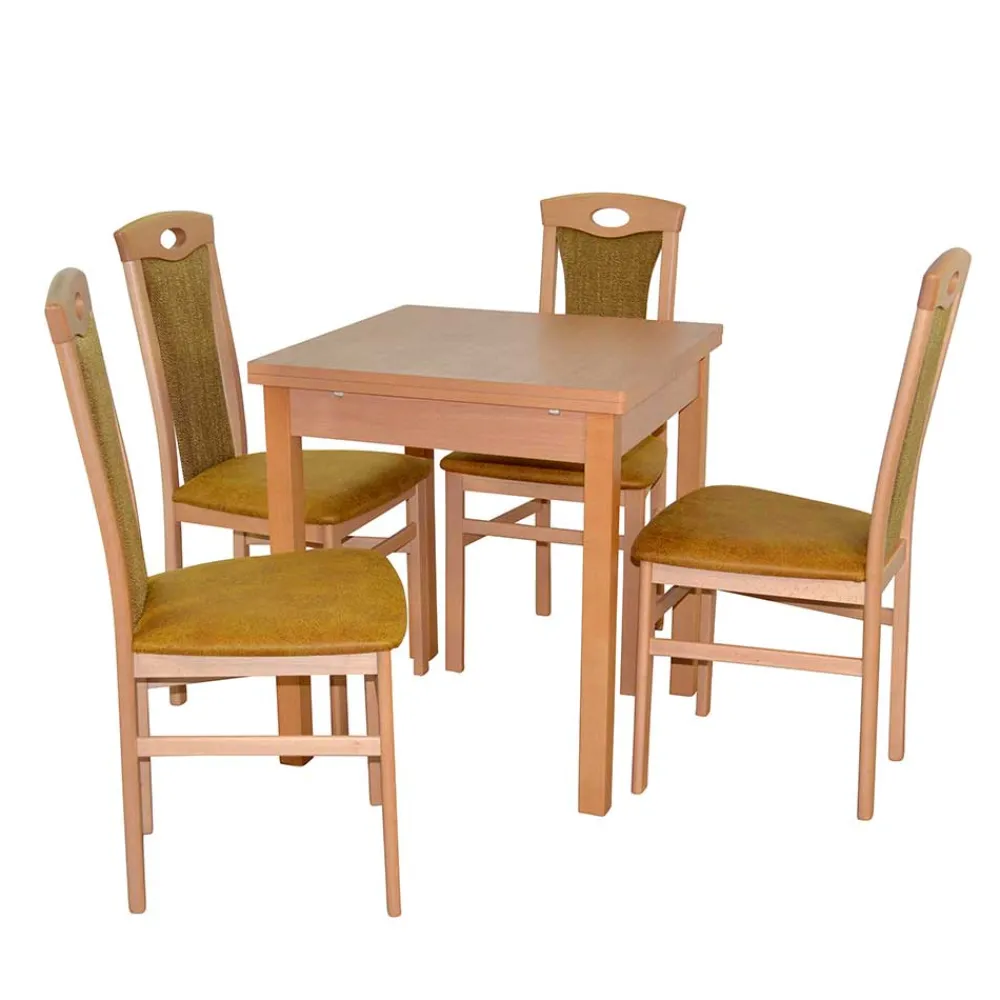 Wohnen Sitzgruppe|Küchen-Essgruppen*Esstisch Gruppe in Buche - Kerneta (fünfteilig)