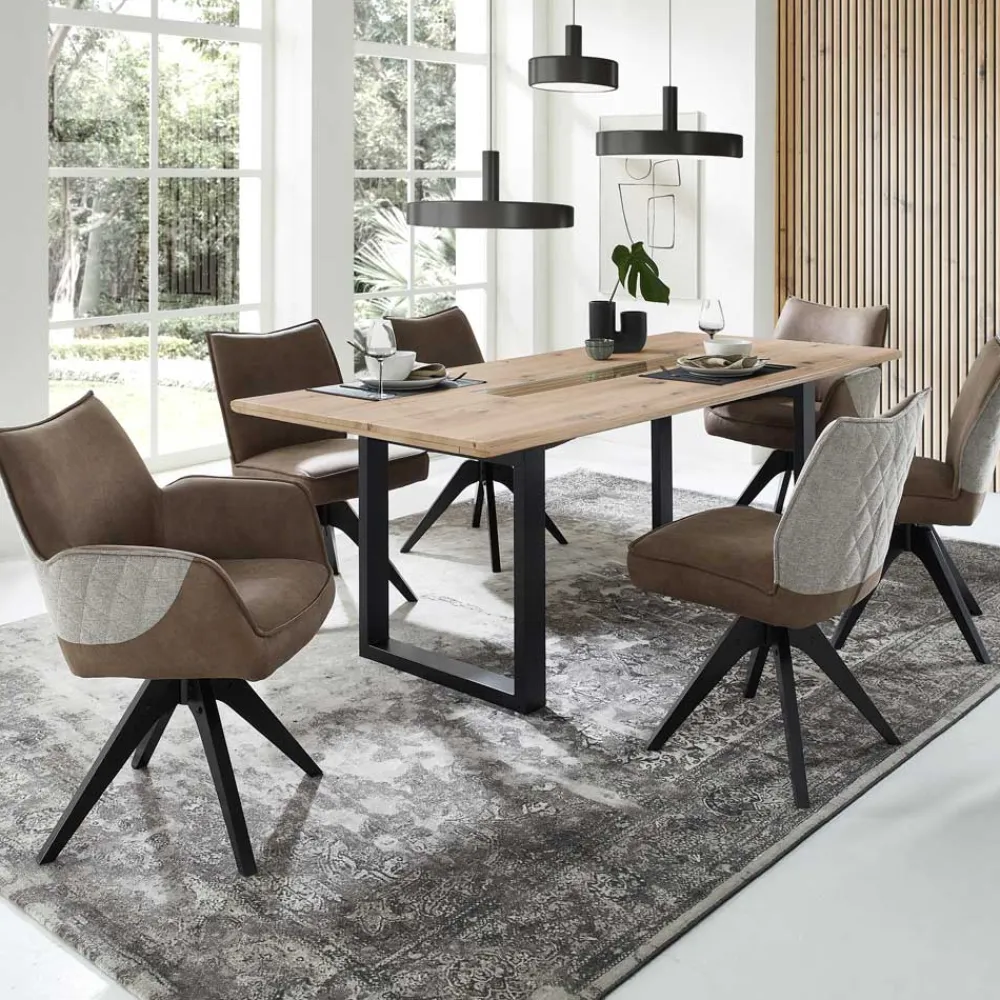 Wohnen Esstisch Gruppe mit Drehstühlen - Niam (siebenteilig)