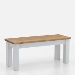 Wohnen Esstisch Holzbank in Weiß & Kiefer Lauge - Molzau