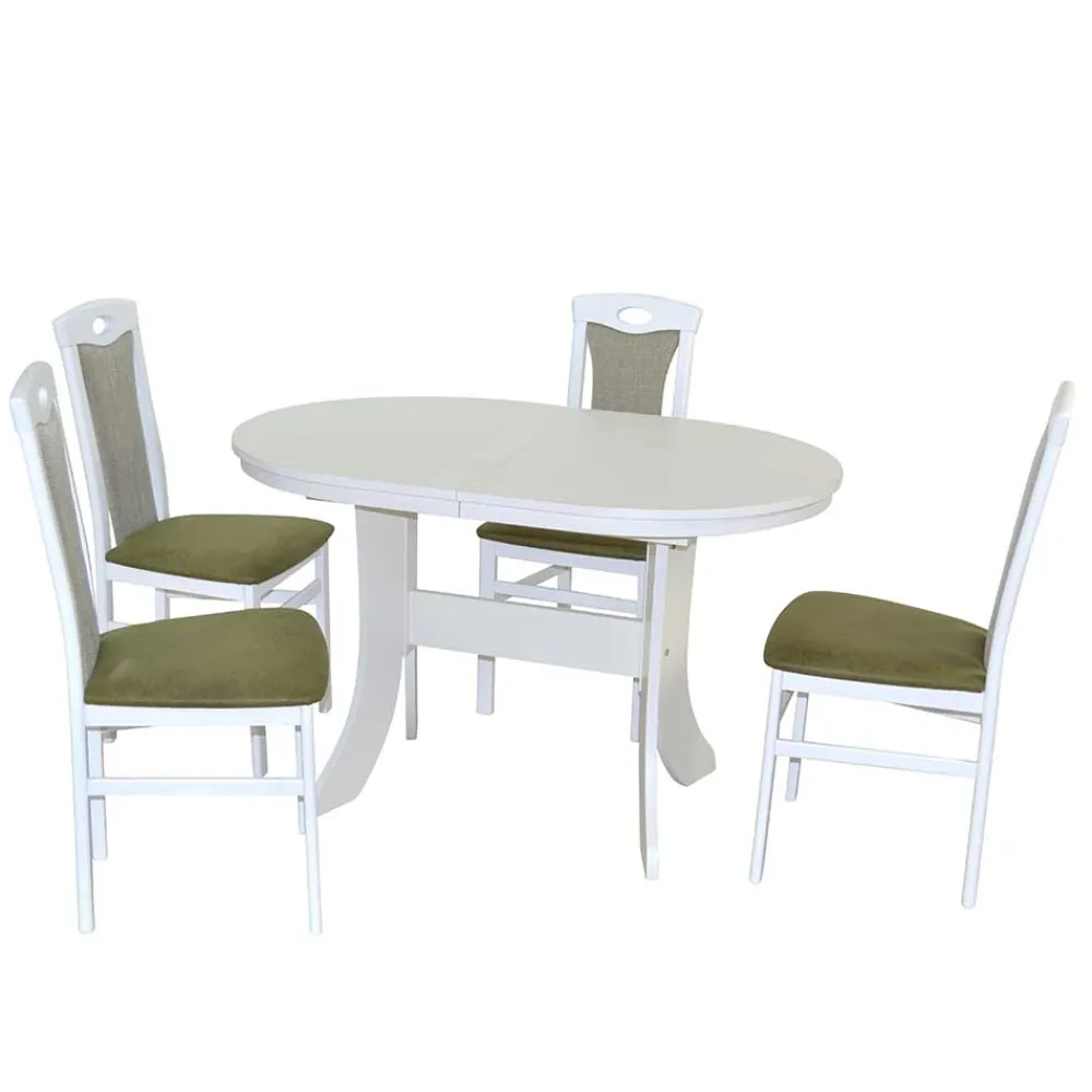 Wohnen Esstisch Kombi in Weiß & Grün - Cynthia (fünfteilig)