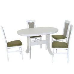 Wohnen Esstisch Kombi in Weiß & Grün - Cynthia (fünfteilig)