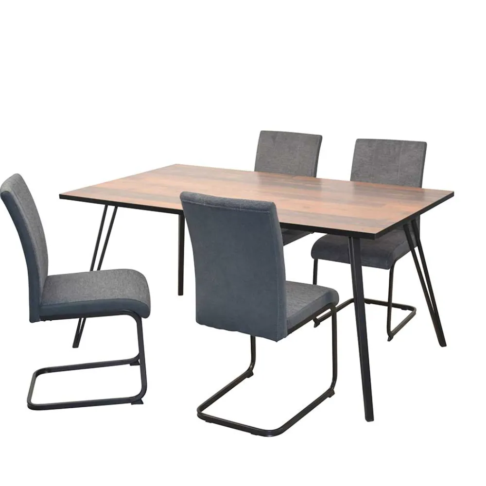 Wohnen Küchen-Essgruppen|Esszimmer Komplett*Esstisch Kombination mit Schwingstühlen - Yagov (fünfteilig)