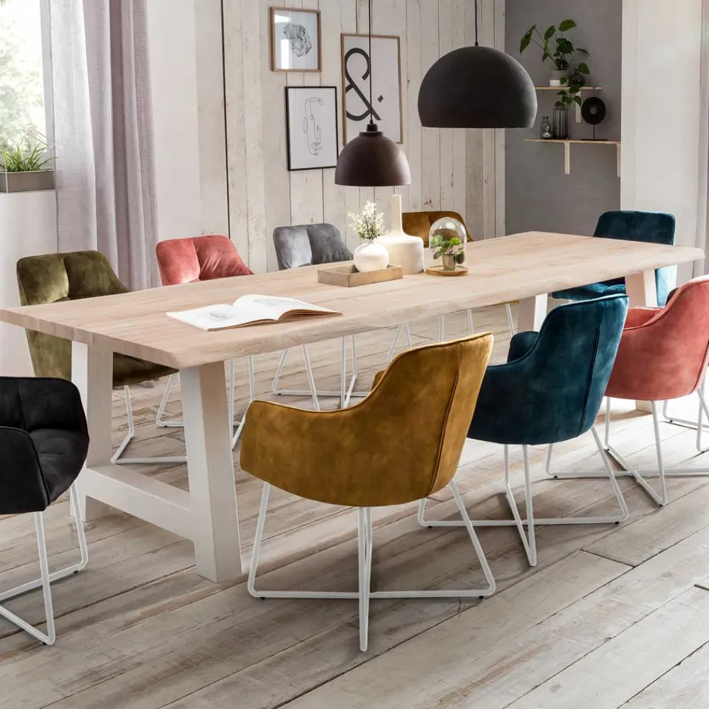 Wohnen Esstisch mit Baumkante Eiche gekälkt - Ugolina