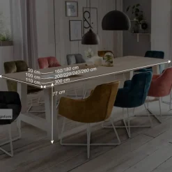 Wohnen Esstisch mit Baumkante Eiche gekälkt - Ugolina