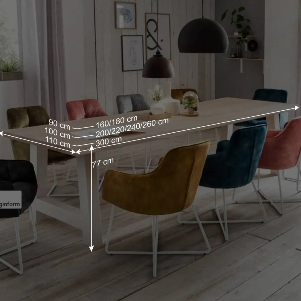 Wohnen Esstisch mit Baumkante Eiche gekälkt - Ugolina