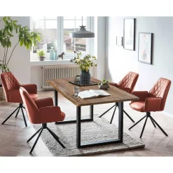 Wohnen Sitzgruppe|Küchen-Essgruppen*Esstisch mit Drehsesseln Set - Eboniar (fünfteilig)